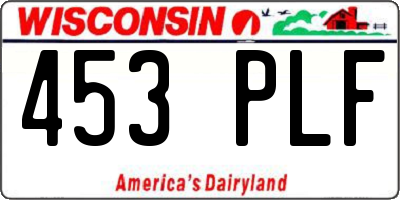 WI license plate 453PLF