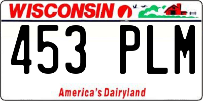 WI license plate 453PLM
