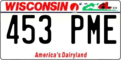 WI license plate 453PME