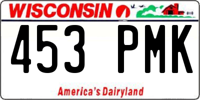 WI license plate 453PMK