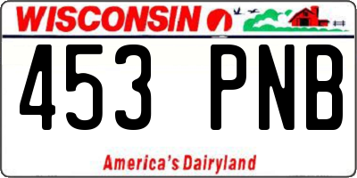 WI license plate 453PNB