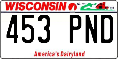 WI license plate 453PND