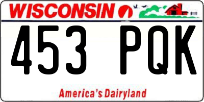 WI license plate 453PQK