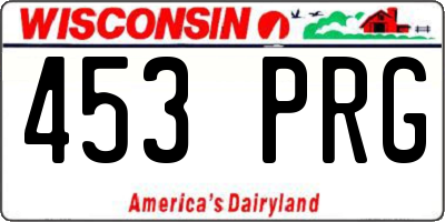 WI license plate 453PRG
