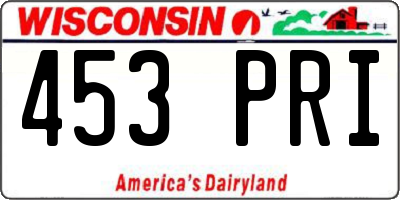 WI license plate 453PRI