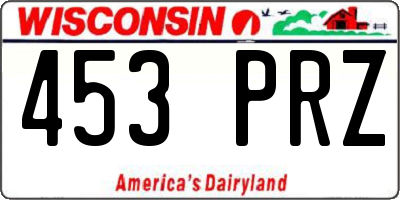 WI license plate 453PRZ