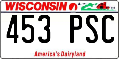 WI license plate 453PSC