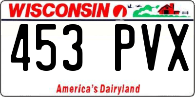 WI license plate 453PVX