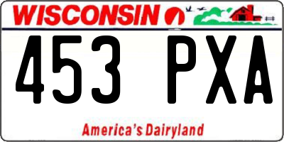 WI license plate 453PXA