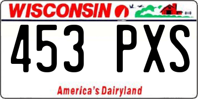 WI license plate 453PXS