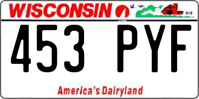 WI license plate 453PYF