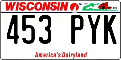 WI license plate 453PYK