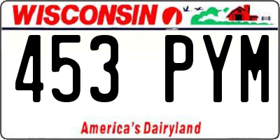WI license plate 453PYM