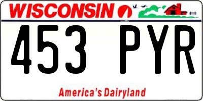WI license plate 453PYR
