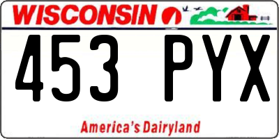 WI license plate 453PYX