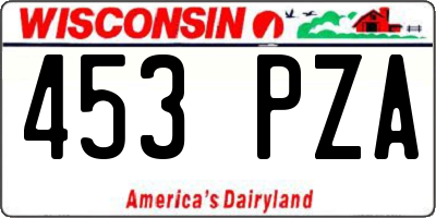 WI license plate 453PZA