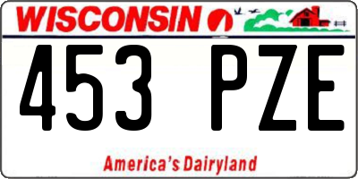 WI license plate 453PZE