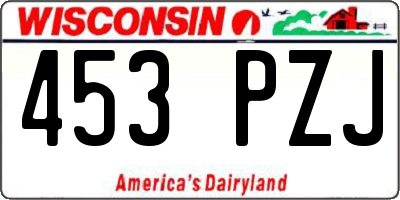 WI license plate 453PZJ