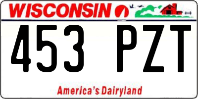 WI license plate 453PZT