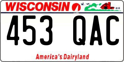 WI license plate 453QAC
