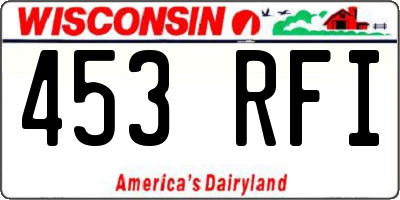 WI license plate 453RFI