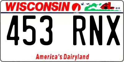 WI license plate 453RNX