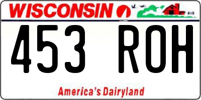 WI license plate 453ROH