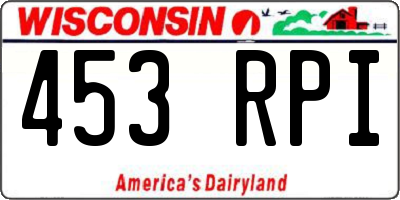 WI license plate 453RPI
