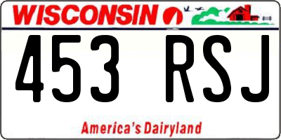 WI license plate 453RSJ