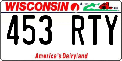 WI license plate 453RTY