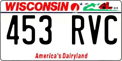 WI license plate 453RVC
