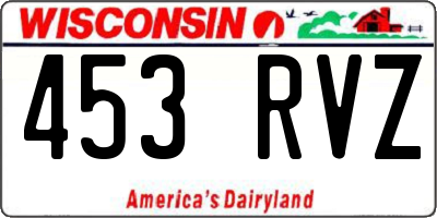 WI license plate 453RVZ
