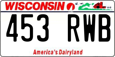 WI license plate 453RWB