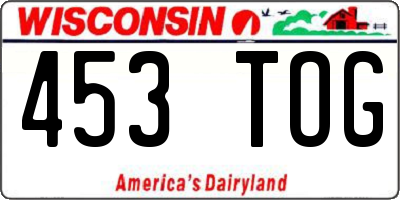 WI license plate 453TOG