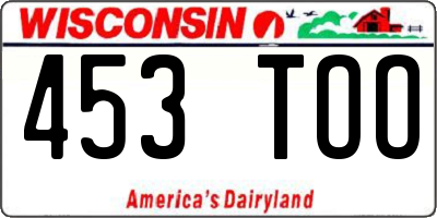 WI license plate 453TOO