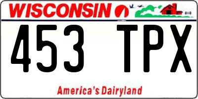 WI license plate 453TPX
