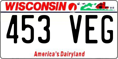 WI license plate 453VEG