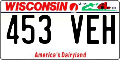 WI license plate 453VEH