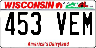 WI license plate 453VEM