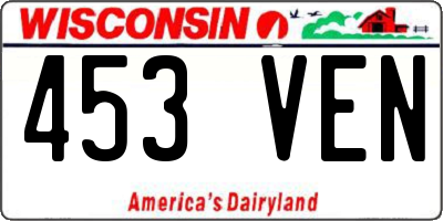 WI license plate 453VEN