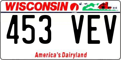WI license plate 453VEV