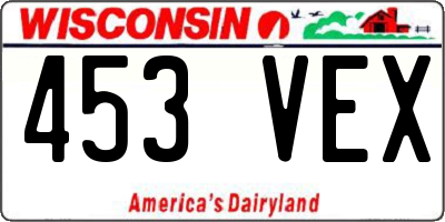 WI license plate 453VEX