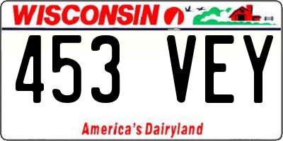 WI license plate 453VEY