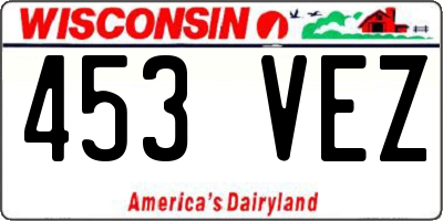 WI license plate 453VEZ