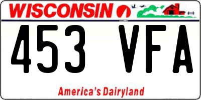 WI license plate 453VFA