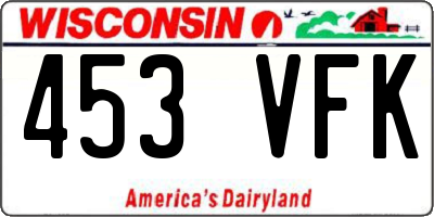 WI license plate 453VFK