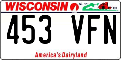 WI license plate 453VFN