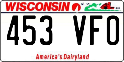 WI license plate 453VFO