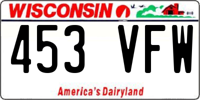 WI license plate 453VFW