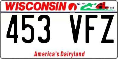 WI license plate 453VFZ